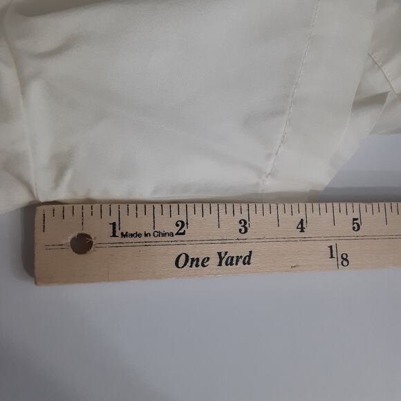 Vintage 80s Sheer Lace Button Up Shirt Tuxedo Pleated Cream Short Sleeve Retro - Picture 10 of 10